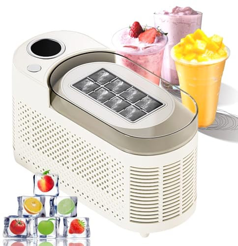 Machine à Glaçons Portable - 8 Cubes en 10 Min, Démarrage en 1 Touche & Remplissage par le Dessus, Design Ultra-Compact (Tient dans un Sac) pour Maison, Bureau, Voyage & Extérieur (DC/AC),Beige