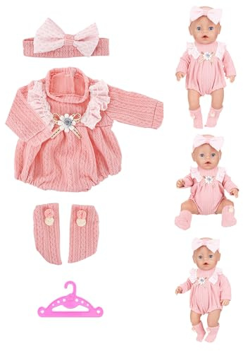 Rose Vêtements pour poupée bébé 35-43 cm, ensemble de vêtements de poupée, ensemble de vêtements de poupée pour enfants et filles, accessoires pour poupée (pas de poupées)