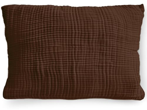 PinkZebra Bio-Musselin 25 x 40 cm Double Gauze Kissenbezug für Kinder & Erwachsene, ÖkoTex Zertifiziert, weicher Kopfkissenbezug GOTS-Zertifizierung, Kissenhülle, Braun