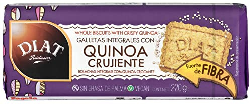 DIAT Radisson - Galletas Integrales con Quinoa Crujiente | Fuente de Fibra | Galletas sin Huevo y sin Lactosa | Galletas Veganas con Quinoa | Bajas en Grasas Saturadas