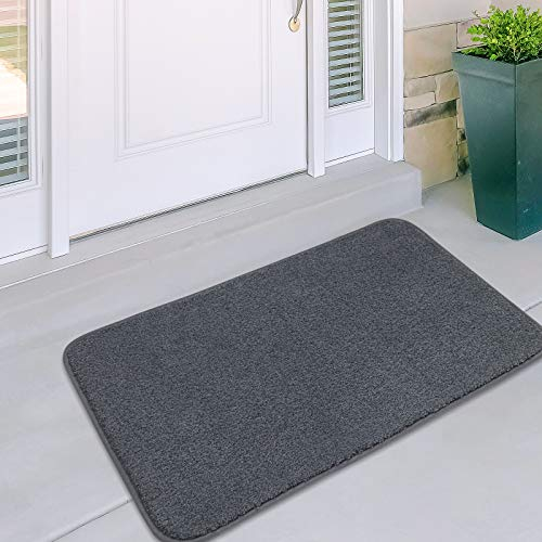 MAYSHINE Non-Slip Door Mat - Entrance Rug Shoes Scraper, Absorbs Mud Dirt Trapper Mats, Indoor/Outdoor, Machine Washable - 60x100 cm Grey