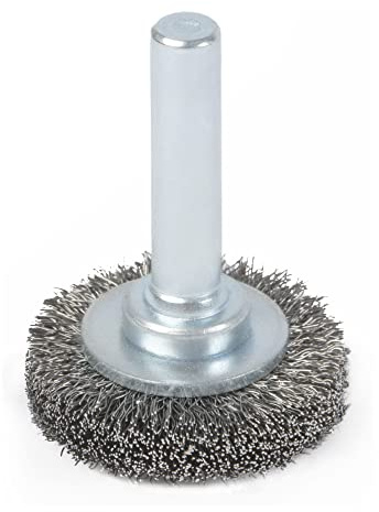 Brosse circulaire STIER, 26 mm, pour perceuses, meuleuses droites, queue 6 mm, épaisseur de fil 0,15 mm, ondulée, acier