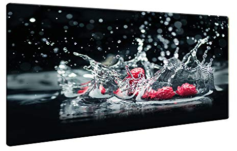 decorwelt | Piastre di copertura per piano cottura in vetroceramica, 80 x 52 cm, paraspruzzi in vetro, antiscivolo, per fornelli in vetroceramica, colore rosa, nero, frutta