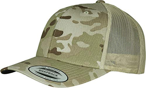 Flexfit Unisex Trucker Multicam Baseball Cap, khaki multicam, one size