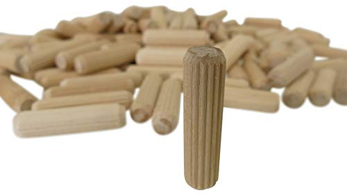 Tech Team #00792 Fluted Birch Wood Dowel Pins 3/8” x 1-1/2” – 175-Piece Joinery Set for Furniture Assembly, Cabinetry, Shelves, Tables, Chairs & Woodworking Projects