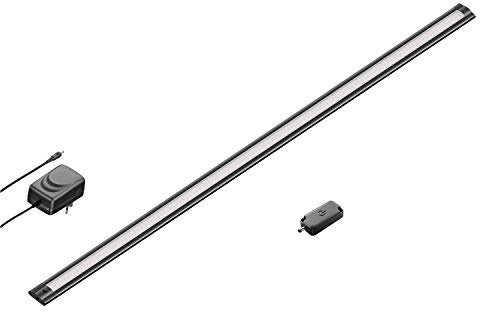 ledscom.de LED Unterbau-Leuchte SIRIS schwarz matt mit Netzteil und Touch-Dimmer, flach, 90cm, 1044lm, weiß