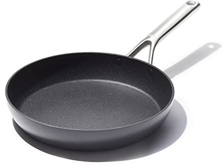OXO Professional 10 Frying Pan Skillet, Hard Anodized Ceramic Nonstick Cookware PFAS-Free, Induction Suitable, Stainless Steel Handles, Diamond Reinforced Coating, Dishwasher Safe, Oven Safe, Black
