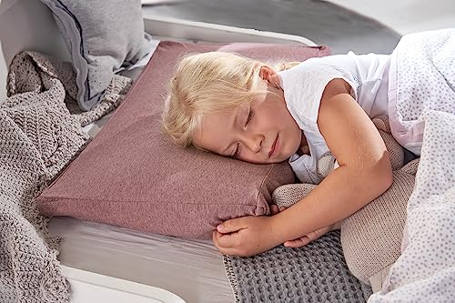 Theraline Kinderkopfkissen ab 2 Jahren, ergonomisches Schlafkissen & Nackenstützkissen, Füllung aus Memory Schaum & Perlen, patentiert, Kinderkissen für gesunden Schlaf, atmungsaktiver Kopfkissenbezug