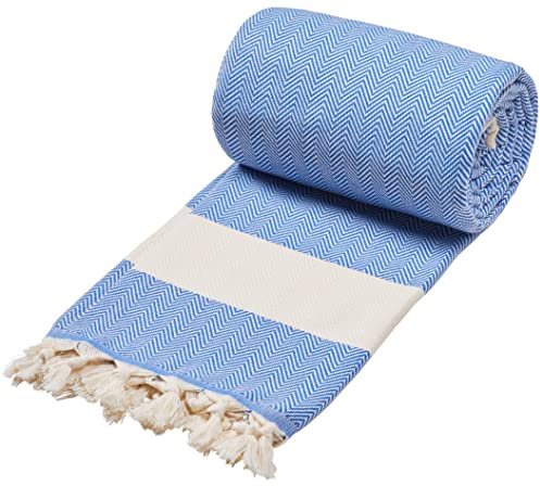 Sowel® XXXlL - Telo per hammam, 100% cotone, 200 x 240 cm, blu oceano