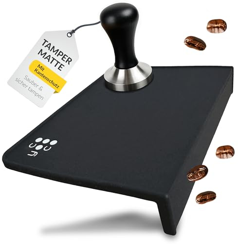 Coyooco Tampermatte mit Kantenschutz – Rutschfeste Silikon Barista Matte für Siebträgermaschinen – spülmaschinenfestes Barista Zubehör zum Schutz der Arbeitsplatte in schwarz