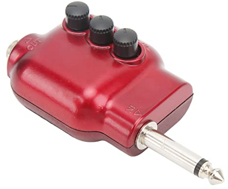 Guitar Headphone Amp, 6.35mm Plug Mini Guitar Amplifier Gift for Guitar Lovers, Compact Pocket Guitar Headphone Amplifier with 3 Individually Adjustable Knobs for Guitars Plug and Play