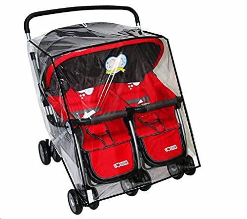 Universal Kinderwagen Regenbedeckung Zwillingskinderwagen Regenschutz Side by Side Wasserdicht Transparent PVC Regenschutz Staubdicht Winddicht Doppel-Kinderwagen Große Regenabdeckung