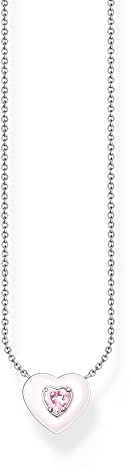 Thomas Sabo Damen Kette Herz mit pinkem Stein Silber, aus 925er Sterlingsilber mit Herz-Anhänger, Länge 45cm, KE2184-041-9-L45v