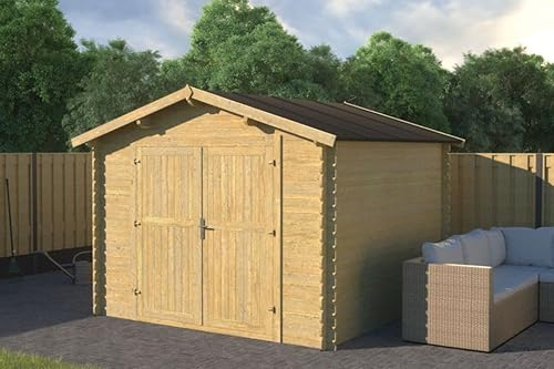 Fonteyn Gartenhaus/Blockhütte Alicia Satteldach 300 x 300 cm Hochdruck-Imprägniert Holzfarbe