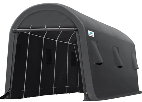 ADVANCE OUTDOOR 13x20 ft Large Space Garage Tent Carports with 2 Roll up Doors & Vents Outdoor Portable Storage Shelter for Vehicle Truck Boat Anti-UV Snow Resistant Waterproof, Gray
