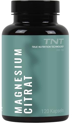 TNT Magnesium Citrat Kapseln - 120 Stück - 300mg Magnesium pro Portion | 2-4 Monate Vorrat - Vegan & hochdosiert - Hochwertiger Rohstoff - Einfache Einnahme - Made in Germany
