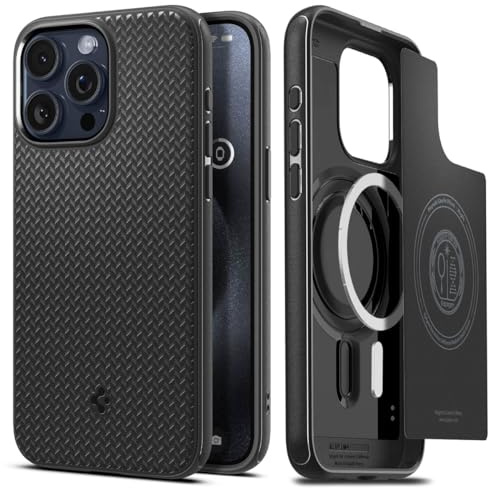 Spigen Mag Armor MagFit Case for iPhone 15 Pro, Compatible with MagSafe Accessories - Matte Black
