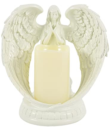 HERCHR Betende Engelsfigur, LED-Kerzenlichter, Flügel, Engel, Flammenlose Kerze, Engelsstatue aus Kunstharz, Dekorationen Für Zuhause, Hochzeit, Weihnachten