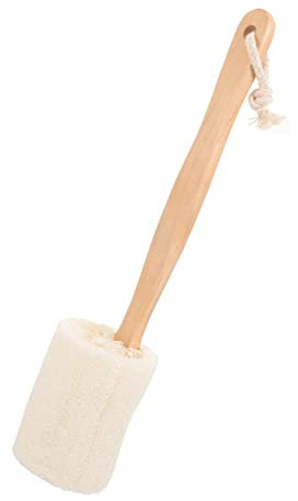 Ipetboom Natural Loofah Bath Brush - Exfoliating Shower Scrubber for Body Perfect for Back Arms and Legs - 34Cm Khaki