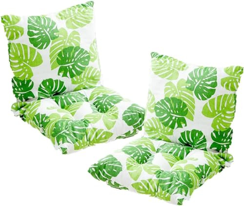 CHEKZ 2 Stück Stuhlkissen mit Rückenteil Sitz, Rückenkissen mit Bänder, Niedriglehner Auflage Polsterauflage Gartenstuhl (40X80cm),A
