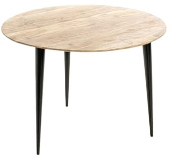 HAKU Beistelltisch rund akazie Massivholz Metall Gestell schwarz runder Sofatisch Couchtisch - Maße: H 46 x Ø 65 cm Style: Modern