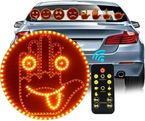 HLMNAKE Lampe pour doigt et signe de la main de voiture, lampe LED 2 en 1 avec télécommande, lampe décorative avec 14 modes, accessoires d'éclairage intérieur pour voiture