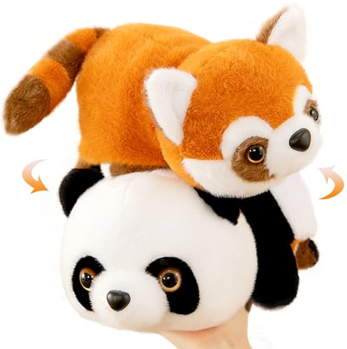 DBPBToU Panda Kuscheltier und Roter Panda Kissen 2 in 1 35/50/70 cm, Umkehrbare Kuscheltier für Jungen und Mädchen (50 cm)