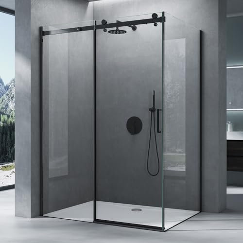 Mai & Mai Cabine de Douche Noir en Angle avec Receveur 80x100x195cm