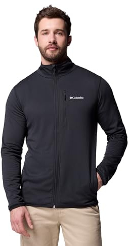 Columbia Men's Essential Hike Grid Fleece Full Zip, Full Zip Fleece Jacket, Black, Small