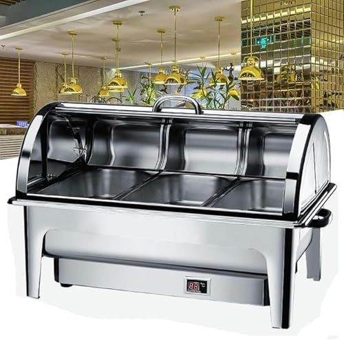 Calentadores de alimentos eléctricos para fiestas y buffets, Chafer Chafing Dish de acero inoxidable, servidores de buffet y calentadores para catering y fiestas, temperatura ajustable 35-85°