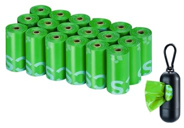 Typlastics Poop Bags for Dog Waste, 270 Count, with Dispenser, Unscented, 18 Pack of 15, Lime Green, 13 Inch x 9 Inch