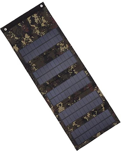 Tragbare Solarheizung, Rucksack-Solarpanel, 50 W, mit 5 Faltbaren Solarpanel-Hüllen für Handys, Powerbanks, Taschenlampen, Ventilatoren (Tarnung)