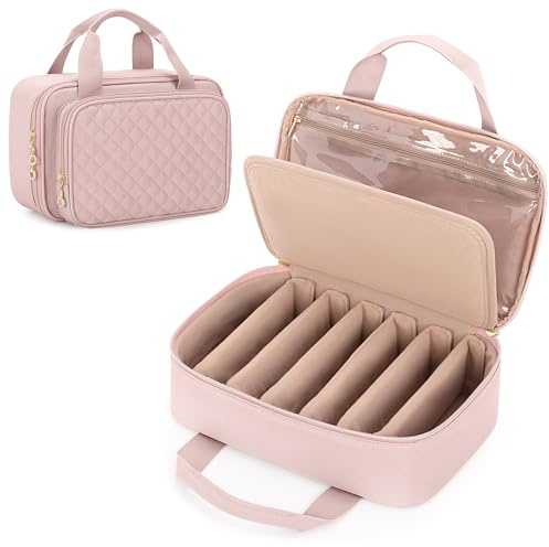 Teamoy Brillenbox für Mehrere Brillen und andere kleine Dinge, Sonnenbrillen Aufbewahrung mit verstellbaren Schlitzen für Männer, Frauen, Rosa