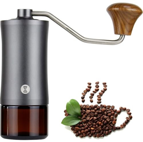 Manual Coffee Grinder with Precision Ceramic Burr, Spice Grinder Manual Use, Small Coffee Pulverizing Tool, Hand Crank for Aeropress,SUS20 Stainless Steel Lightweight