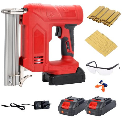 Cloueuse Electrique Sans Fil 18GA 21V, Agrafeuse Electrique avec 2 x 2.0Ah Batterie et Chargeur, avec 2000 Clous Brads +2000 Agrafes pour Travail du bois, Projets de Tapisserie Ameublement