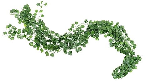 HAMPPLIES 12stücke Kunstliche Rankengirlande Imitation Rattan Blattdekor Gruene Pflanze Fuer Garten Balkon Party Decor