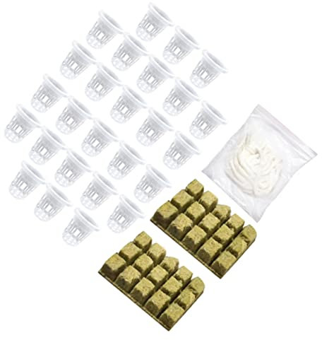 ifundom Würfelförmige Hydroponische Pflanzstecker Erdloses Substrat Plugs Würfel Grow Plugs Mit Bechern Und Baumwollseil Für Innen Anbau Von Gemüse Und Blumen