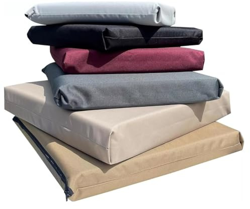 Waterproof Rattan Cushion Pads for Garden Furniture Replacement Cushions with Washable Zipped Covers Sofa, Dining & Corner Patio Sets (Grey, 50 x 50 x 6 cm)