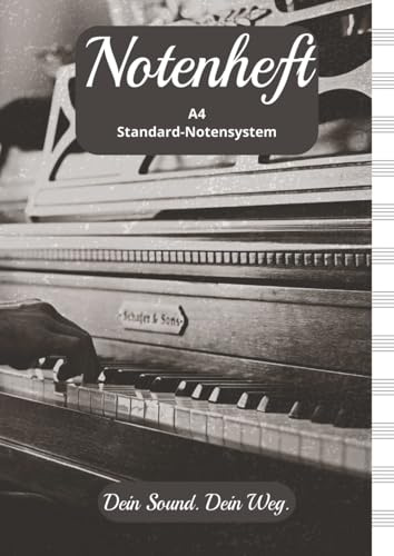 Notenheft Klavier: Schön gestaltetes Notenbuch im DIN A4 Format mit dem Standard Notensystem, 12x5 Zeilen je Seite, 100 leere Seiten, auch für den Musikunterricht, alle Klassen, alle Instrumente