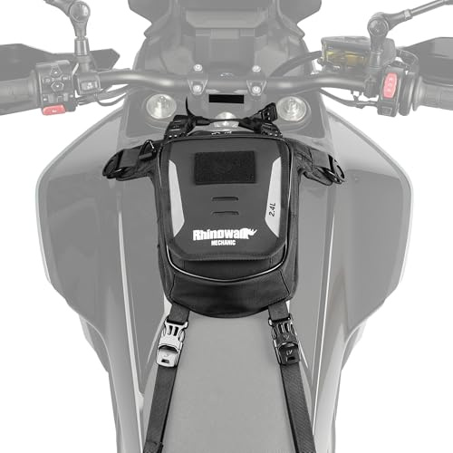 Rhinowalk Sacoche de réservoir de moto 2,4 l – Sac multifonction comme poche de jambe, poche poitrine ou sac croisé – avec ou sans fixation magnétique, noir, 2.4 litri, Sans aimant