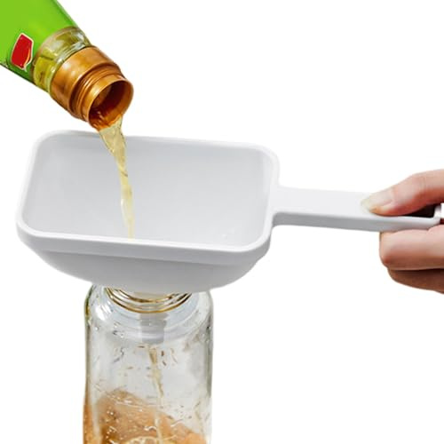 Funnuto da cucina - imbuto in bocca larga rettangolare in plastica con manico | Funnel filtro a prova di collegamento di lunga durata | Ambuto e grande leggero per bottiglie, ripieno, stoccagg