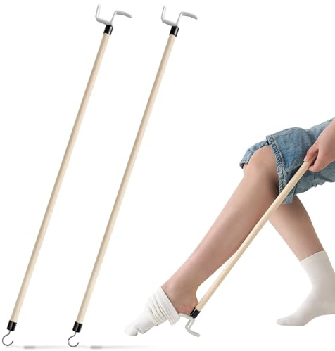 Geelin 2 Stück 80 cm lange Anziehstäbe für ältere Menschen mit eingeschränkter Mobilität, Anziehhilfe für Hosen, Schuhe, Socken, Hemden, Alltagshilfe, Hüftersatz, Pflegeheim, unverzichtbare Artikel