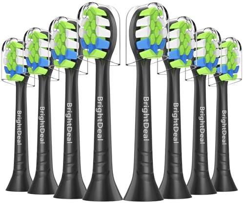 BrightDeal Testine di Ricambio Compatibili con Philips Sonicare - Confezione da 8 per Spazzolino Elettrico Sensitive - Nero