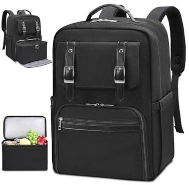 Estarer Sac à dos pour ordinateur portable de 15,6 pour homme et femme, sac à dos pour ordinateur portable de 15,6 pouces avec sac à déjeuner isotherme, sac de travail étanche pour bureau, université