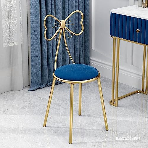 Chaise de coiffeuse en velours avec nœud à haut dossier - Décoration de chambre de fille - Tabouret de coiffeuse élégant pour salons de beauté et magasins de manucure. Confort et élégance combinés