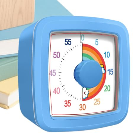 Temporizador Visual para el Aula, Temporizador de Cuenta Regresiva 60 Minutos niños | Dispositivo gestión del Tiempo mecánico silencioso con Coloridos Disco y Espalda magnética, sin baterías estudiar