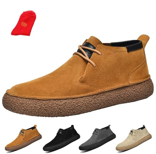 Stövlar for män Snörstövlar i mocka mäns Casual Business-stövlar Mockaskor(Brown,47 EU)