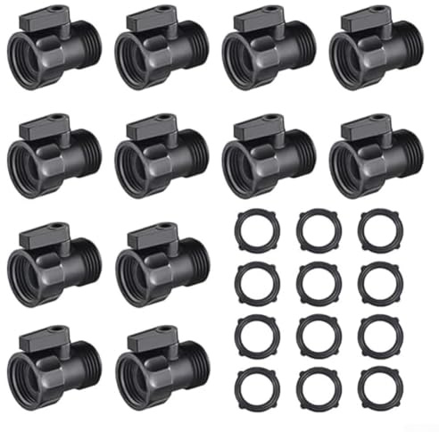 Honseadek Lot de 12 vannes en pouces ABS connecteurs d'arrêt 3/4 en plastique robuste tuyau de débit d'eau pour systèmes d'irrigation, arroseurs RV Plus, utilisation en extérieur, installation simple
