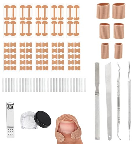 Kit Eliminación de Uñas Encarnadas, Parche en Forma C para Uñas Encarnadas, Adhesivo Corrector De Anchas, Adhesivo Corrector y Separador Dedos, etc. para Pedicura en Casa