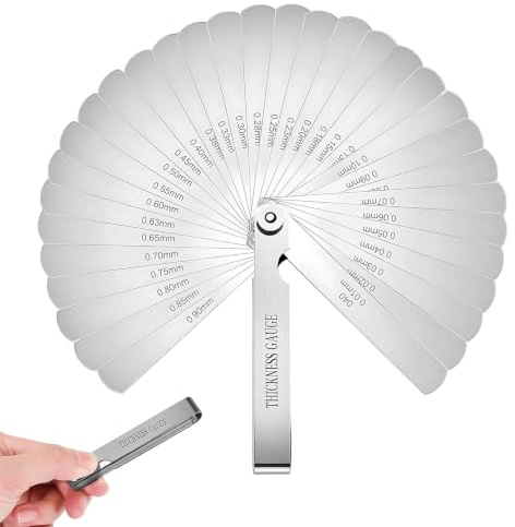 LEOINAER Spessimetro Set 32 Lame Coniche e 16 Lame Offset in Acciaio per Candele, Valvole, Pistoni, Chitarre - Strumento di Misurazione Precisa da 0.03 a 1.00 mm e 0.001 a 0.040 Pollici per Veicoli e